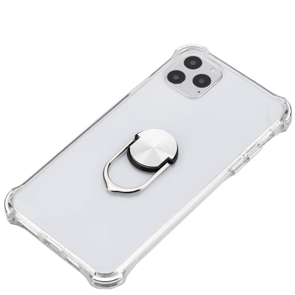 iPhone 11 Pro Max - Skyddande Praktiskt Skal med Ringhållare Black Svart