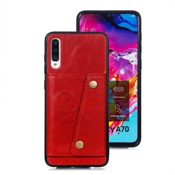Samsung Galaxy A70 - Effektfullt Skyddsskal med Kortfack Svart