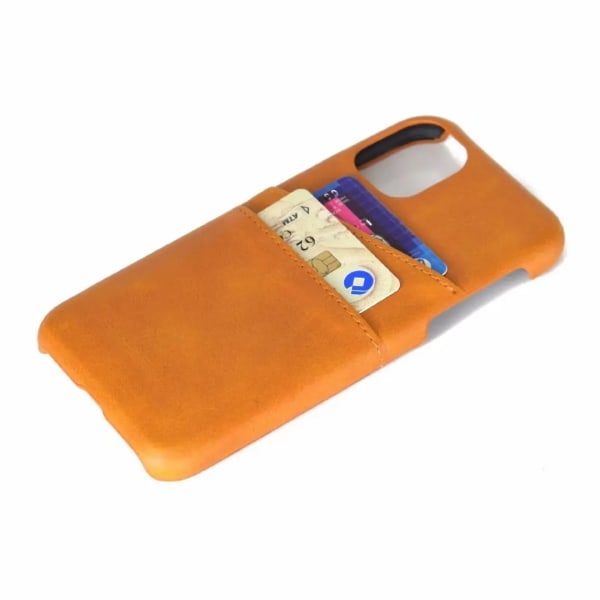 iPhone 15 Pro - Ohut PU-nahkakotelo, jossa 2 korttipaikkaa Brown