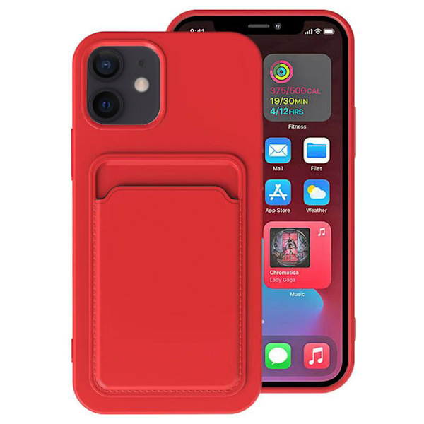 iPhone 12 Mini - Skyddande Stilrent Skal med Korthållare Mörkblå