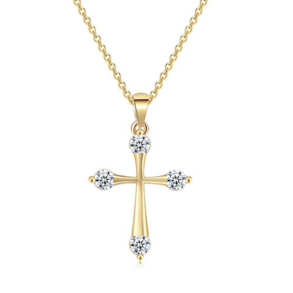 Stilsäkert Hög Kvalitet Kors Halsband Guld