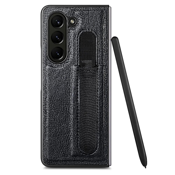 Läderfodral med pennhållare för Samsung Galaxy Z Fold 5 Marinblå