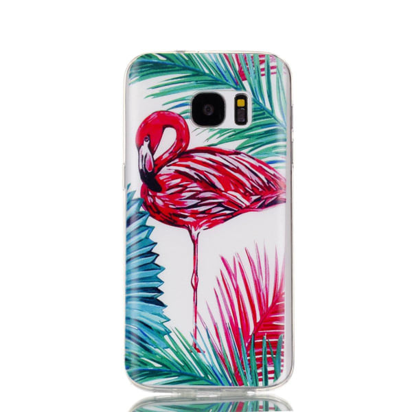 Palm Flamingo - Retroskal av silikon för Samsung Galaxy S7 Edge Flamingo