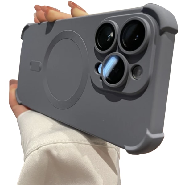 iPhone 14 Pro -  Silikonskal med Magnetiskt Stötskydd Vintage Vit