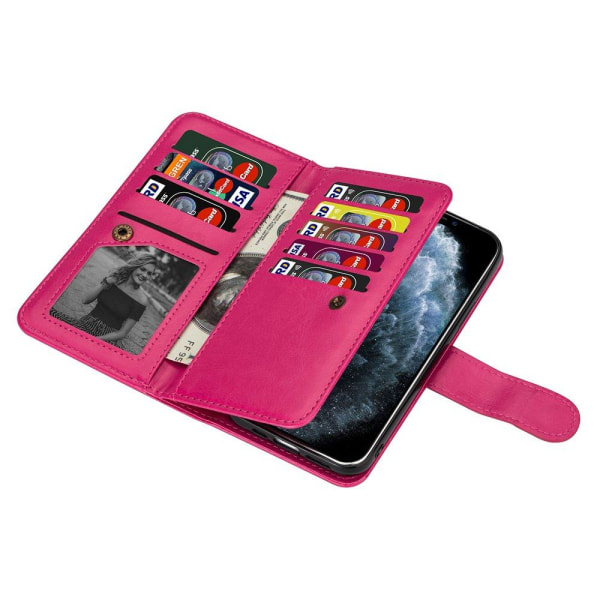 iPhone 12 Mini - Stilig lommebokdeksel med 9 kort Rosaröd