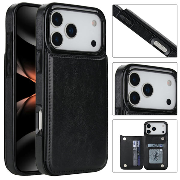 iPhone 17 Pro Max Läderfodral  Kort, Skydd & Klass Marinblå