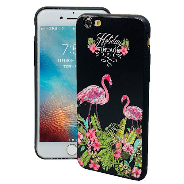 Black Flamingo - Retroskal av silikon för iPhone 6/6S Plus Flamingo