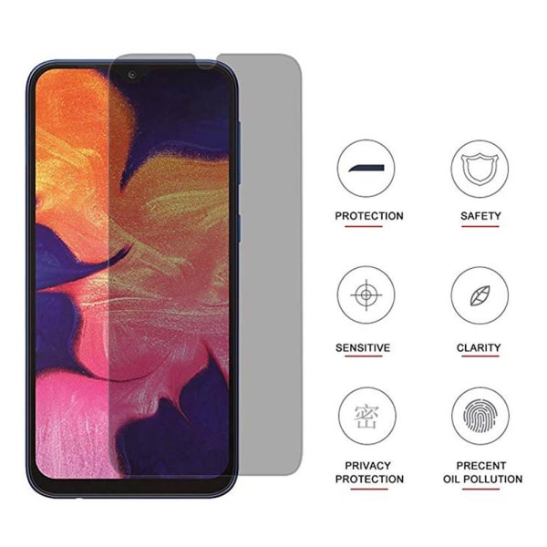 Samsung A70 Anti-Spy Skärmskydd 9H Screen-Fit Transparent Sekretessglas