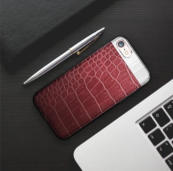 iPhone 8 PLUS - Robust Stilrent Skal från Croco-Serien Vit Vit