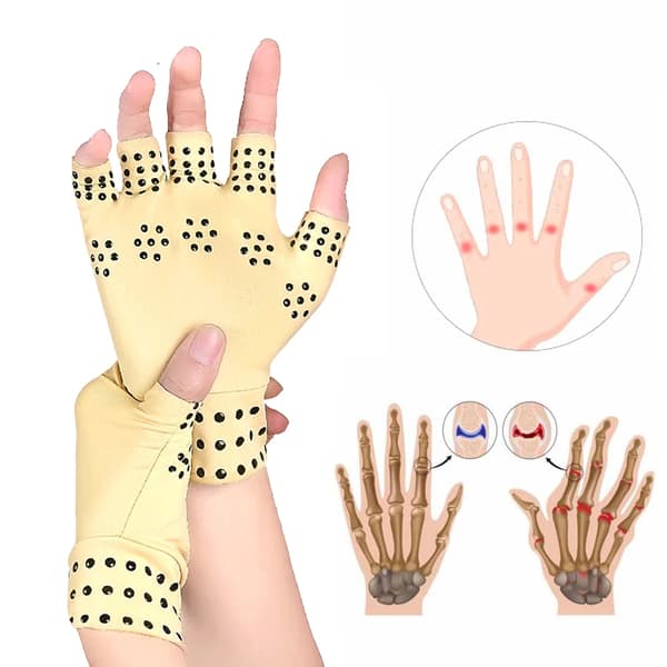 1-Par Fingerlösa Artrit Handskar Beige
