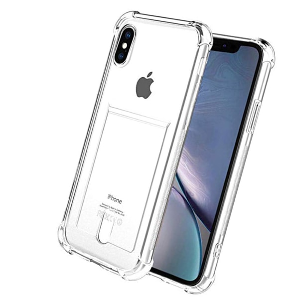 iPhone X/XS - Skyddande Skal med Kortfack Transparent/Genomskinlig