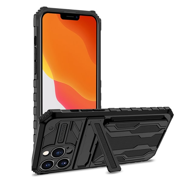 iPhone 14 - Skal med GÖMD Korthållare Svart