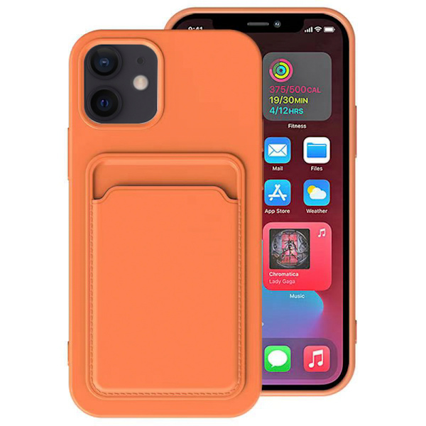iPhone 12 Mini - Skyddande Stilrent Skal med Korthållare Mörkblå