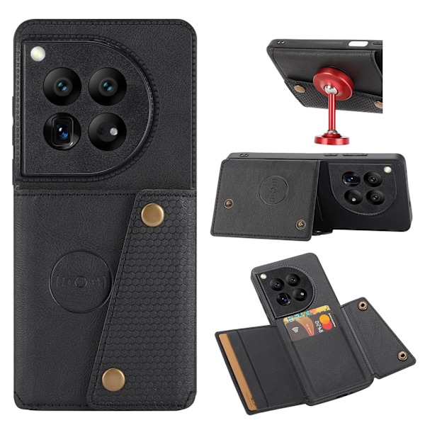 Oneplus 12 Lyxigt Retro Flipfodral - Stil möter Funktion! Svart
