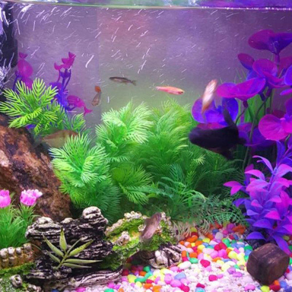 Konstgjord Akvarium Plast Växt Dekoration Grön
