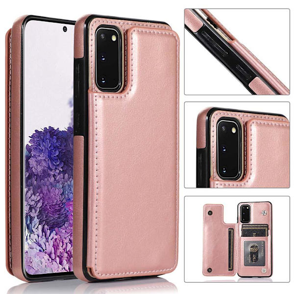 Samsung Galaxy S20 FE - Effektivt cover med kortrum Rosaröd