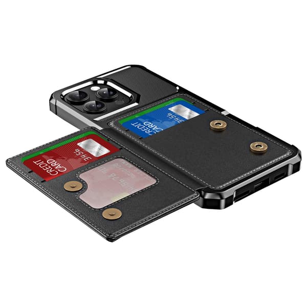 iPhone 16 Pro  Slimmat plånboksfodral med stil och funktion Svart