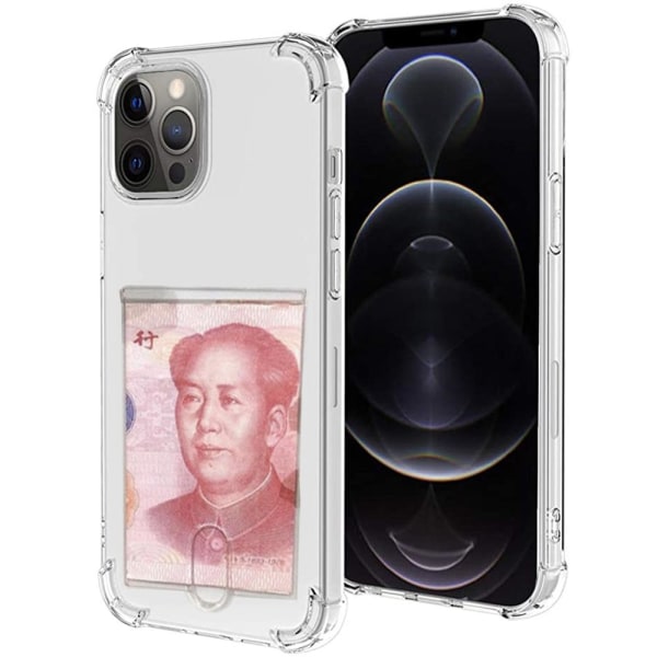 iPhone 12 Pro - Smidigt Silikonskal med Korthållare Transparent
