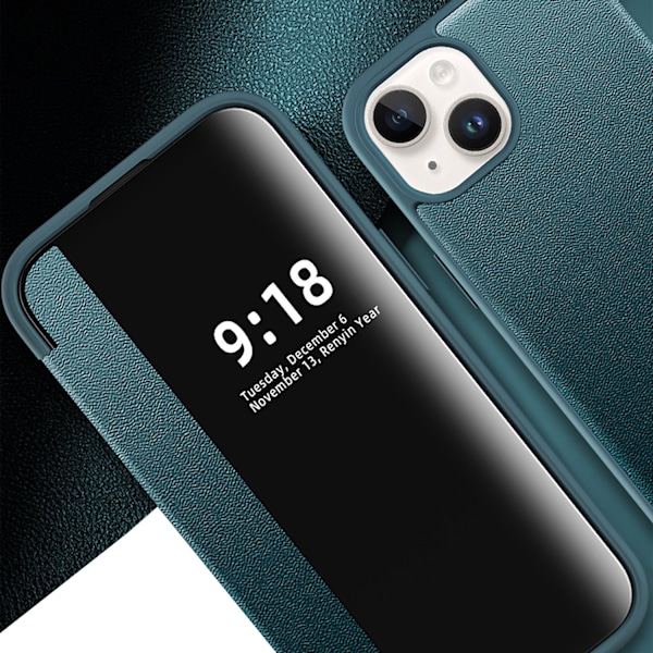 iPhone 13 mini - Skyddsfodral med Fönster och Fack Grön
