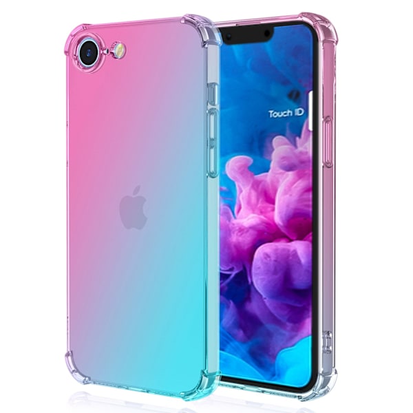 iPhone 16E - Smart Silikonskal med Extra Grepp Rosa/Grön