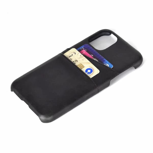 iPhone 15 - Slimmat PU-läderfodral med 2-kortfack Ljusbrun