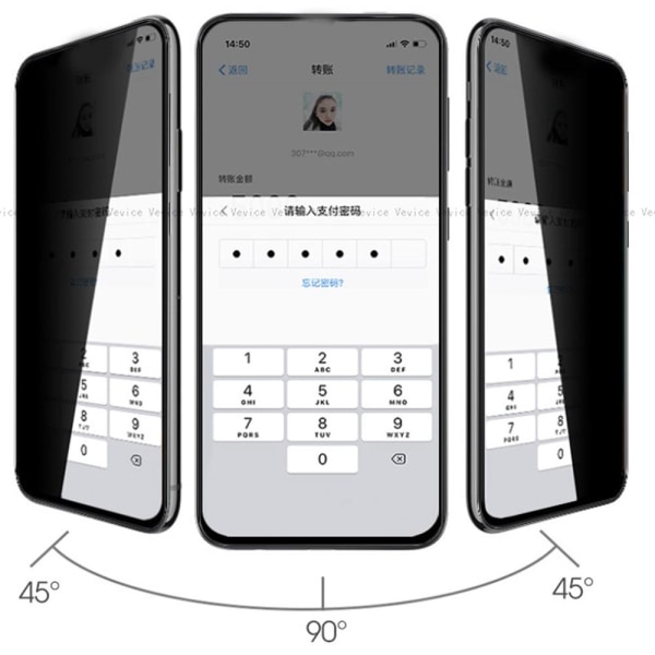 Samsung A80 2.5D Anti-Spy Skärmskydd Ram 9H Sekretessglas