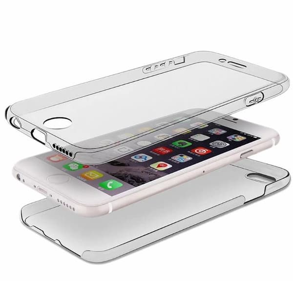 Dubbelsidigt Silikonfodral med TOUCHFUNKTION för iPhone 8 PLUS Blå