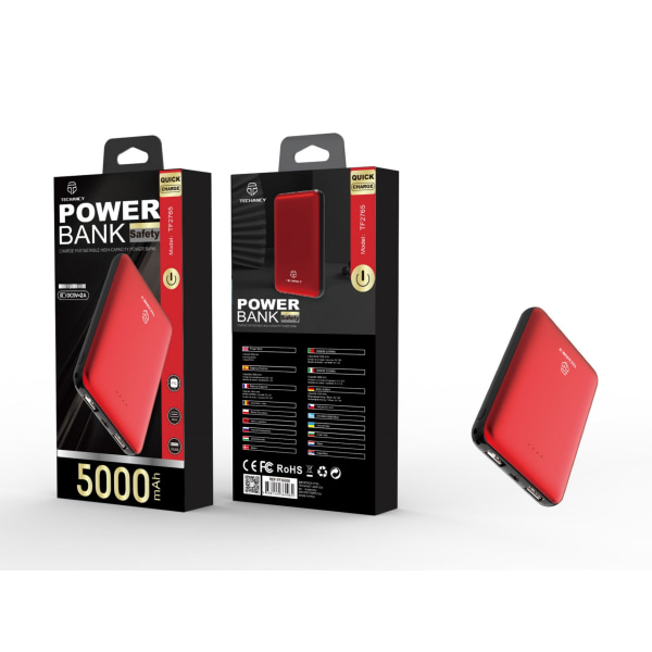 Powerbank med hurtiglading og fleksibel design Röd