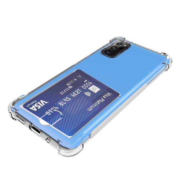 Samsung Galaxy Note 20 Ultra - Silikoni Bumper Kotelo Korttipidikkeellä Transparent/Genomskinlig