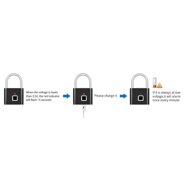 Praktiskt H�ngl�s med Fingeravtryck Sensor Silver