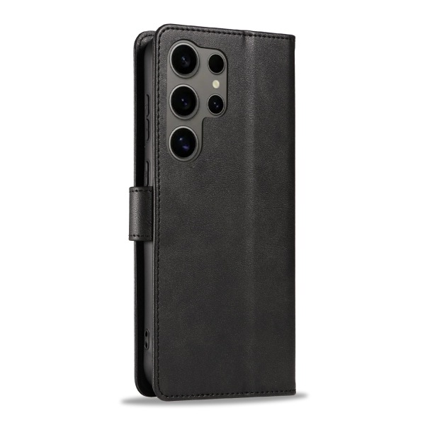 S24 Ultra - Läderplånboksfodral i 6 färger Black