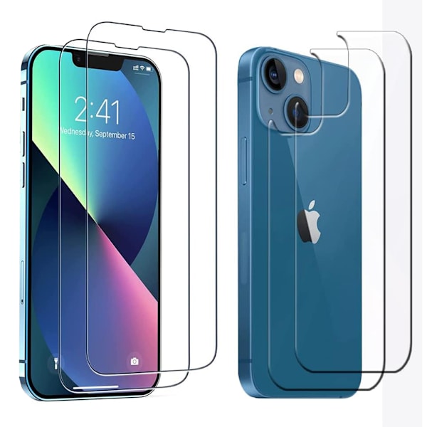 2-Pack iPhone 14 Plus Fram- & Baksida Skärmskydd 0,3mm Transparent