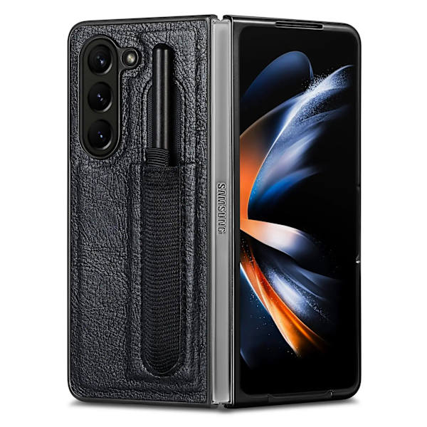 Läderfodral med pennhållare för Samsung Galaxy Z Fold 5 Brun