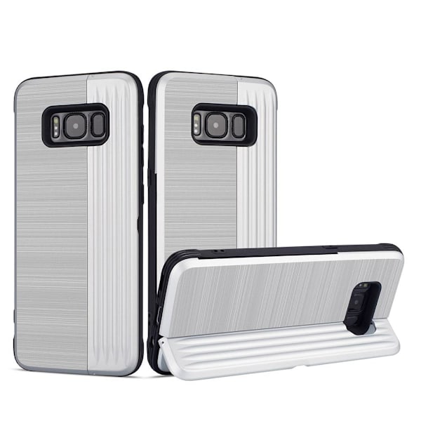 Klassiskt Skal med korthållare från LEMAN - Samsung Galaxy S8 Silver Silver