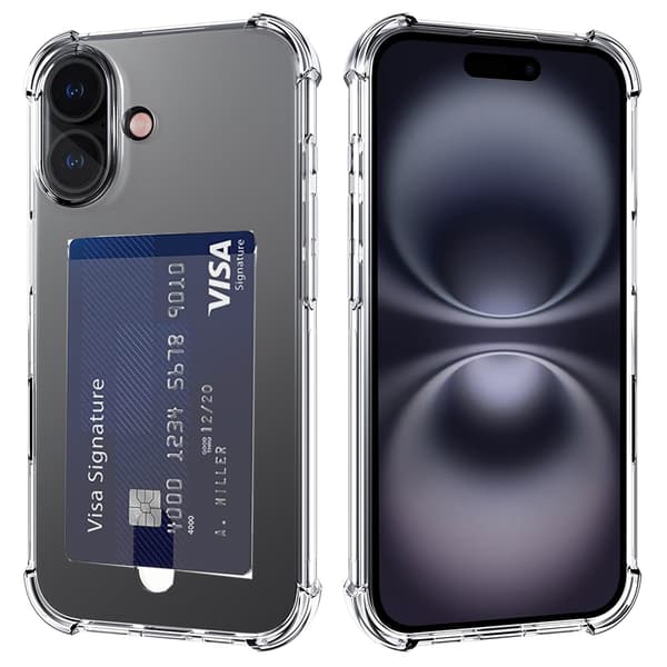 iPhone 16 Plus - Säkert och Praktiskt Silikonskal med Kortfack