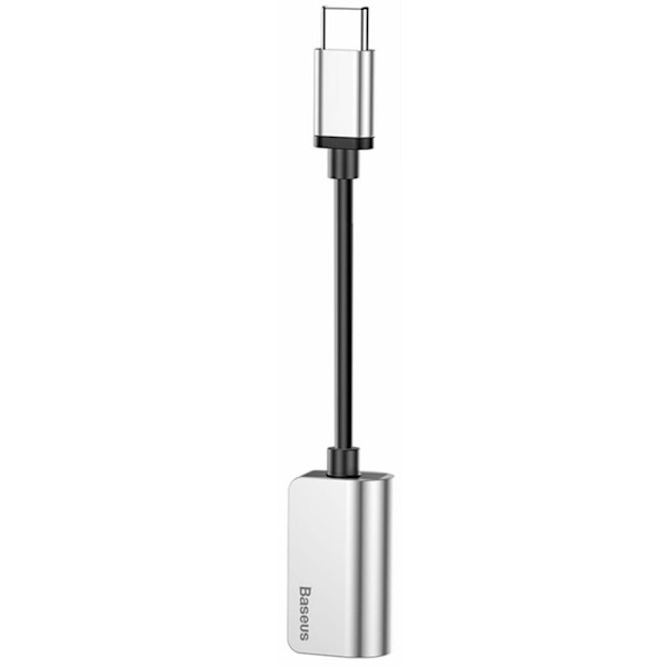 Baseus AUX-Splitter (2 i 1) Adapter för laddning (Type-C) Silver Silver