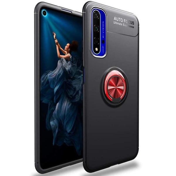 Huawei Nova 5T - Praktiskt Skal med Ringhållare Svart