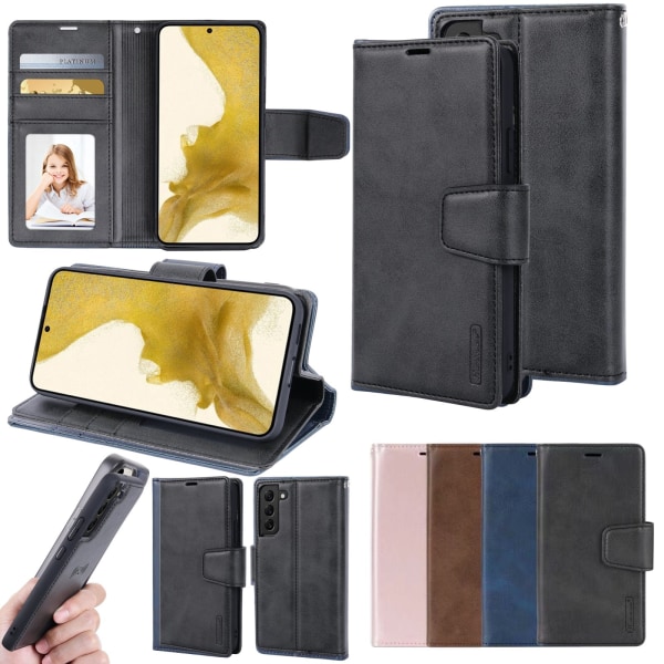 Samsung Galaxy S22 Plus - HANMAN lompakkokotelo Svart