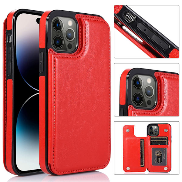 iPhone 14 Pro Max - Skal med Korthållare Rosaröd