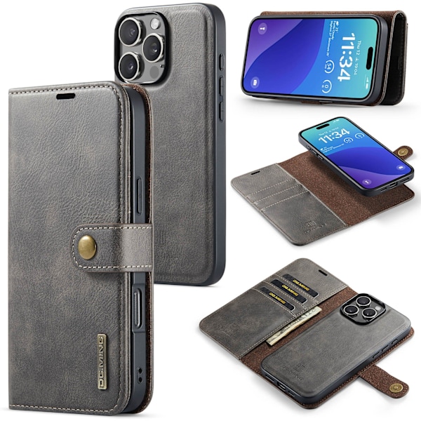 iPhone 14 Pro Max - Premium Läderfodral med Smart Design Brun