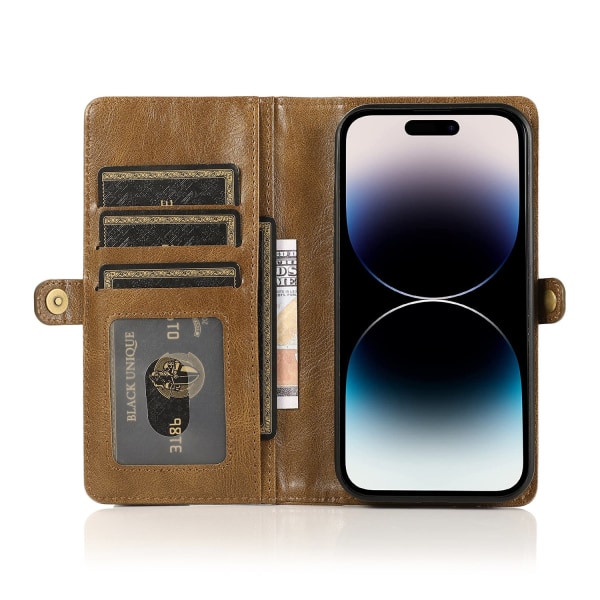 iPhone 15 Pro Max - Elegant plånboksfodral i läder Mörkgrön