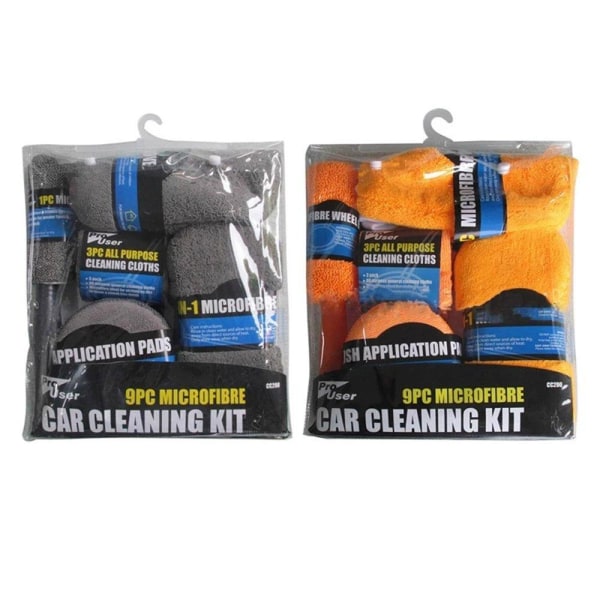 9-Pack Microfibers Fordons Rengörings Set Svart