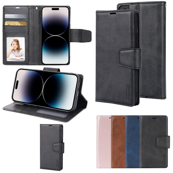 iPhone 16 Plus - Lyxigt Hanman Miro 2-in-1 Plånboksfodral Svart