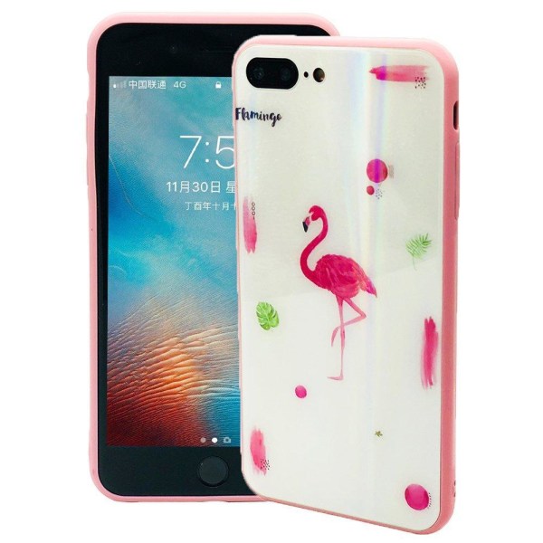 Elegant Skyddskal till iPhone 8 Plus (Härdat glas) Flamingo Flamingo