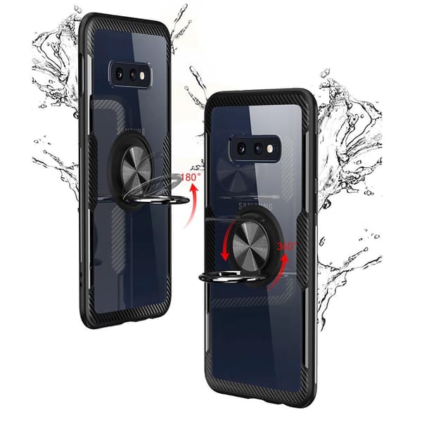 Samsung Galaxy S10 - Stilrent Skal med Ringhållare (LEMAN) Röd/Silver