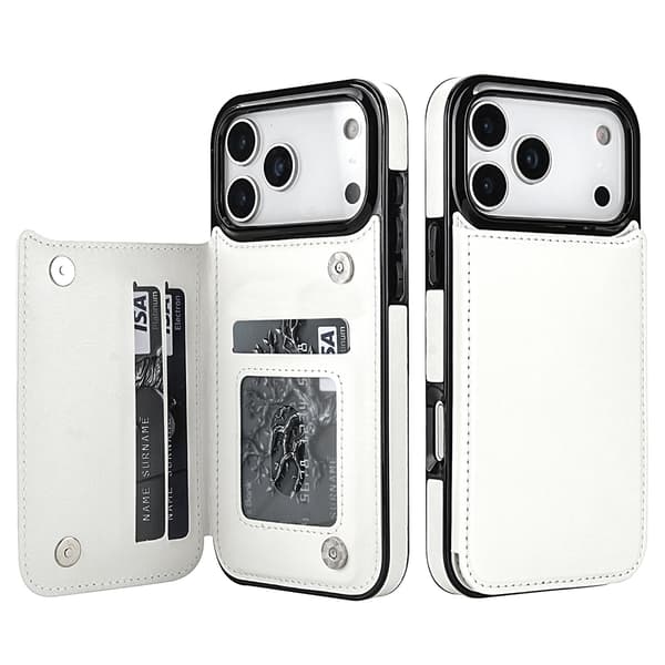 iPhone 17 Pro Max Fodral med Läderdesign med Magnetlås Roséguld
