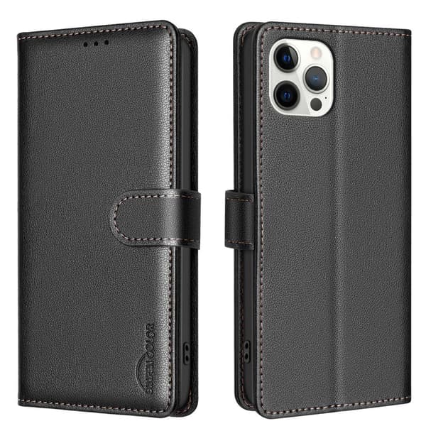 iPhone 13 Pro Max Fodral - 3 Kortfack & Magnetlås Svart