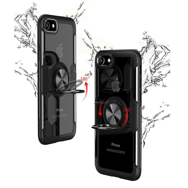 Stilsäkert Skal med Ringhållare - iPhone 8 Röd/Silver
