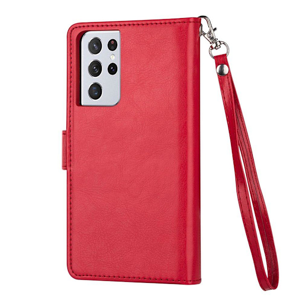 Samsung Galaxy S21 Ultra - 9-Card Wallet Case Röd