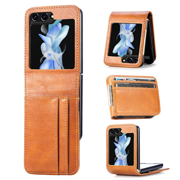 Galaxy Z Flip 5 5G - Plånboksfodral med kortfack Light brown